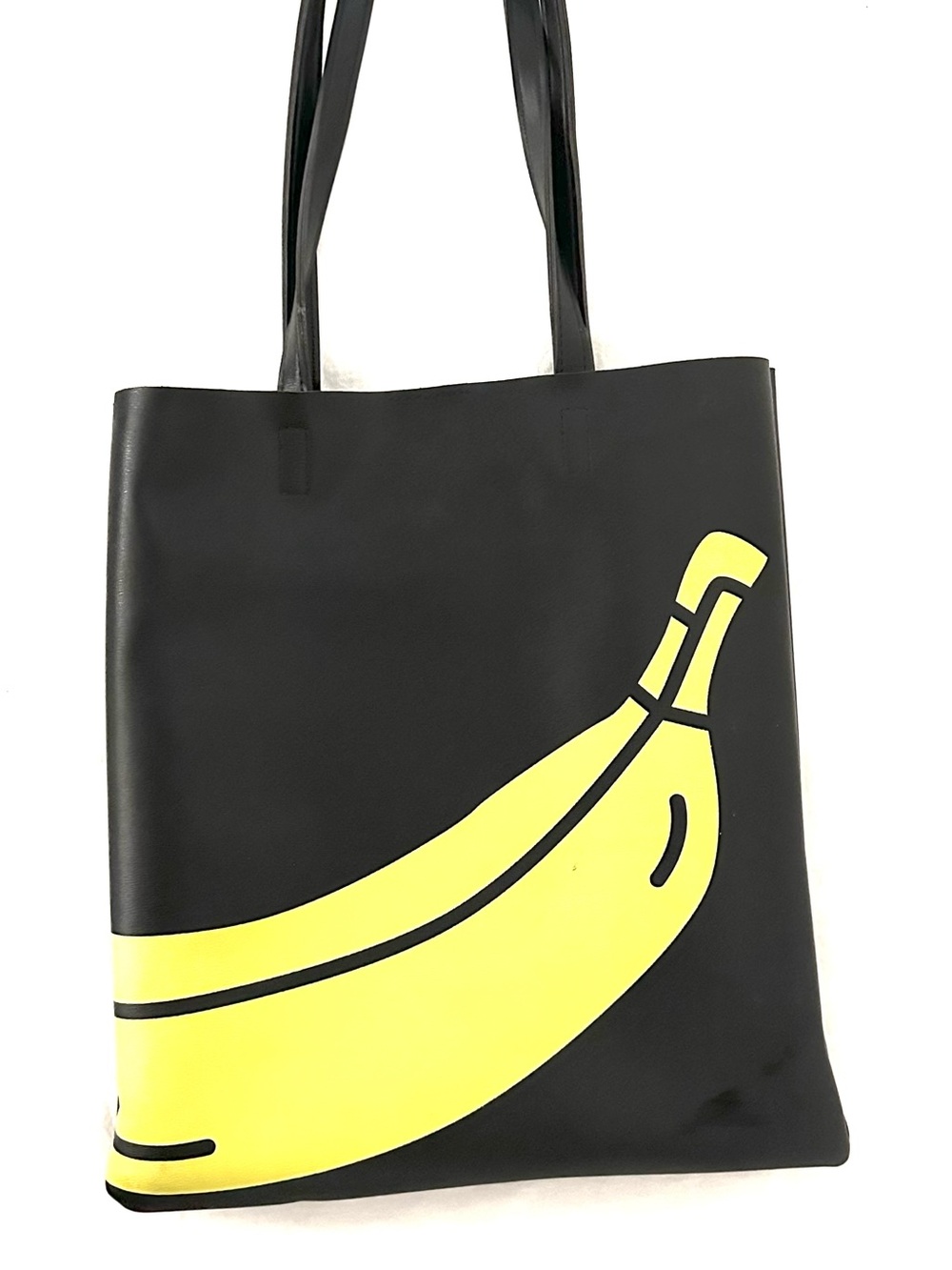 Miniso Banana Graphic Print Tote Bag (PVC) in Black & Yellow